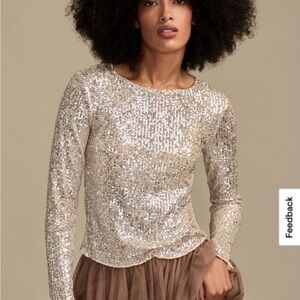 Lucky Brand Shimmering Silver Sequin Top